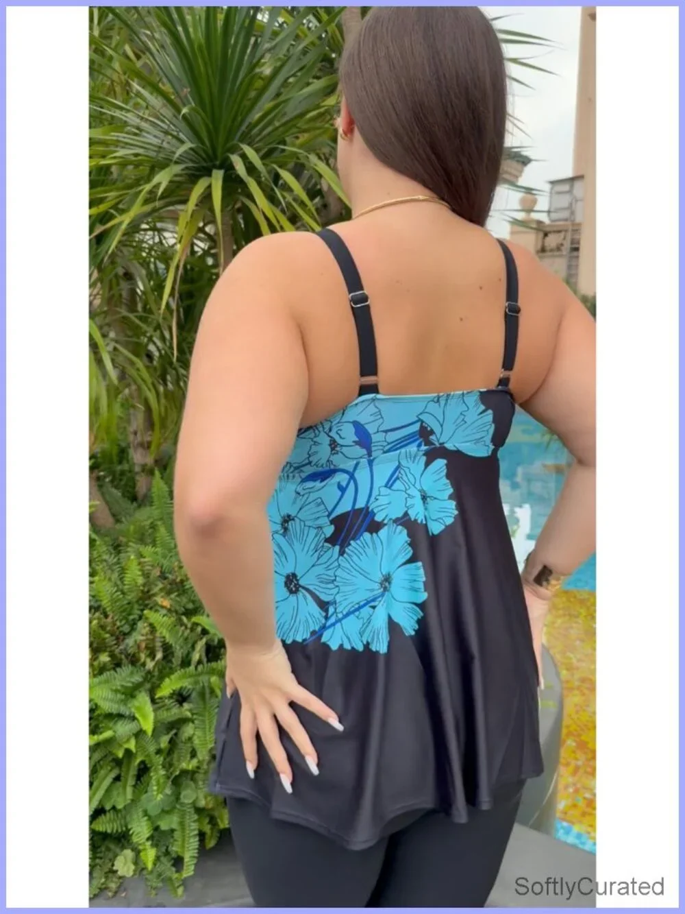 Plus Size Tankini Set with Tummy Control High Waist Swim Trunks